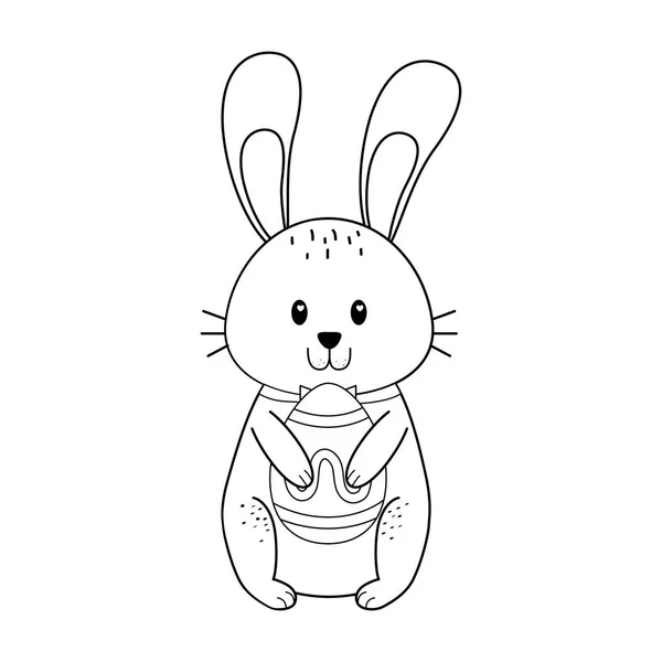 Petit lapin avec oeuf peint caractère de Pâques — Image vectorielle