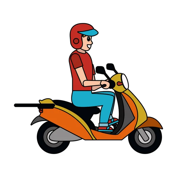 Man rijden motorfiets cartoon — Stockvector