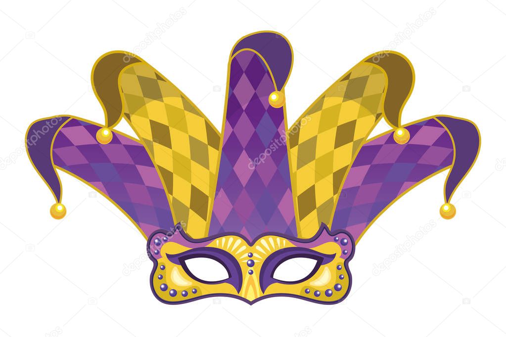 Mask with jester hat mardi gras vector illustration graphic design