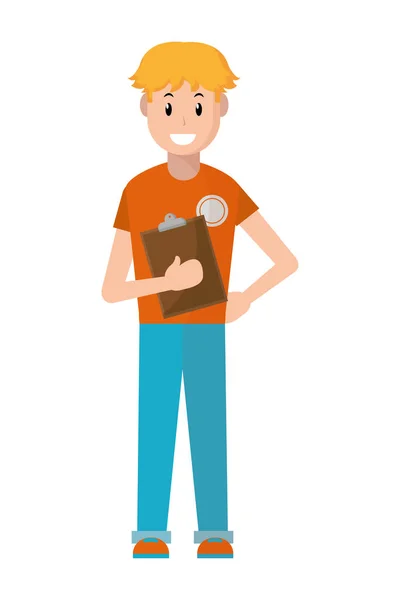 Delivery guy with checklist — Stock Vector