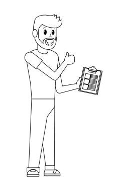 kontrol listesi ile genç adam