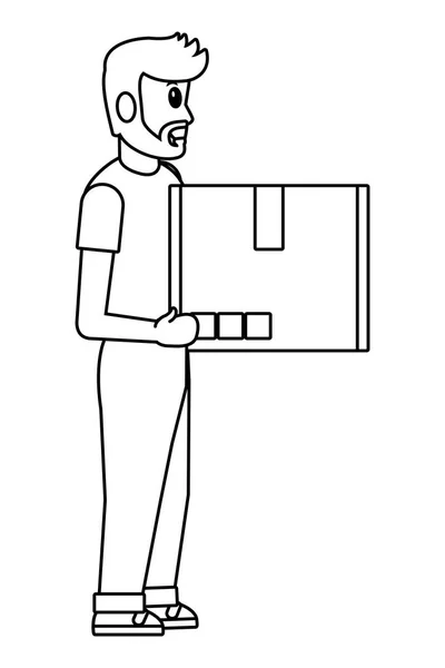 Fattorino con scatola — Vettoriale Stock
