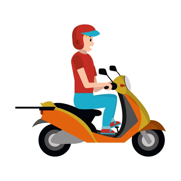 Delivery guy with scooter — Stock Vector