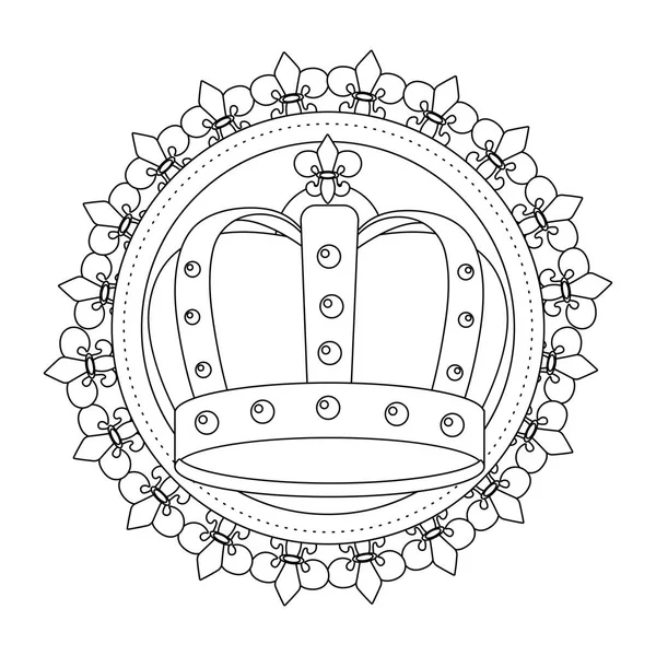 Corona de piedras preciosas icono redondo — Vector de stock