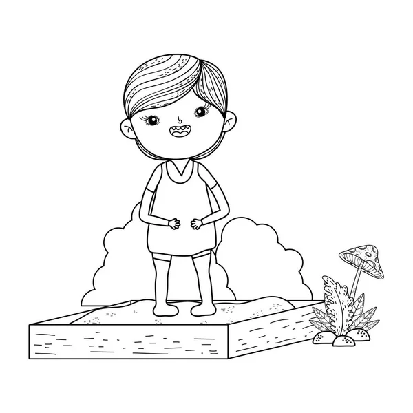 Niño feliz en el paisaje — Vector de stock