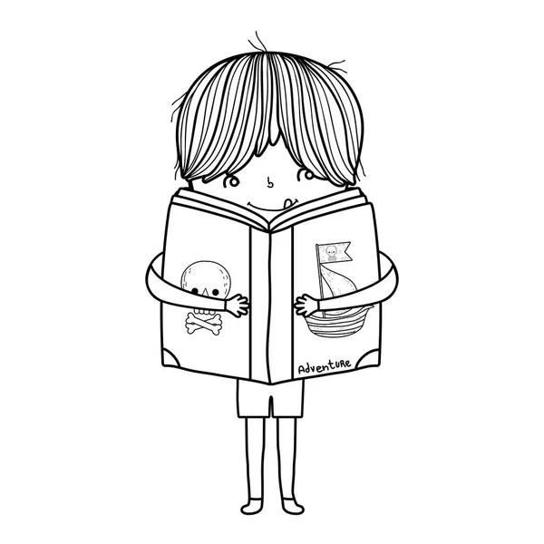Felice bambino lettura libro — Vettoriale Stock