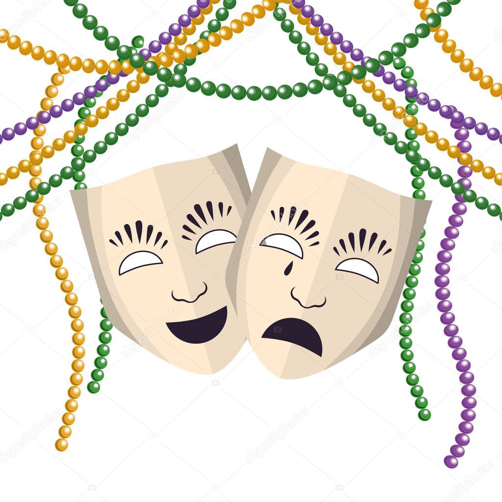 Theatrical mask with beads vector illustration graphic design