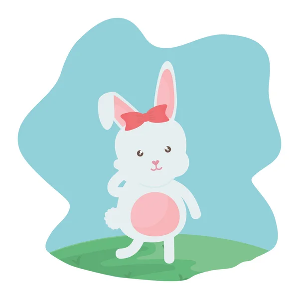 Mignonne lapin femelle dans le domaine — Image vectorielle