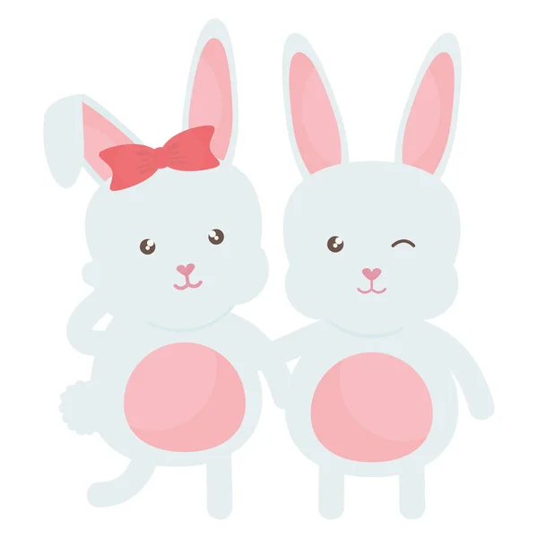 Lindo conejos caracteres icono — Vector de stock