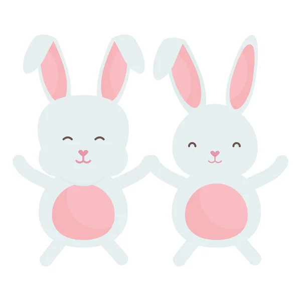 Cute rabbits characters icon — Stock Vector