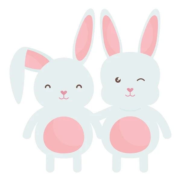 Cute rabbits characters icon — Stock Vector