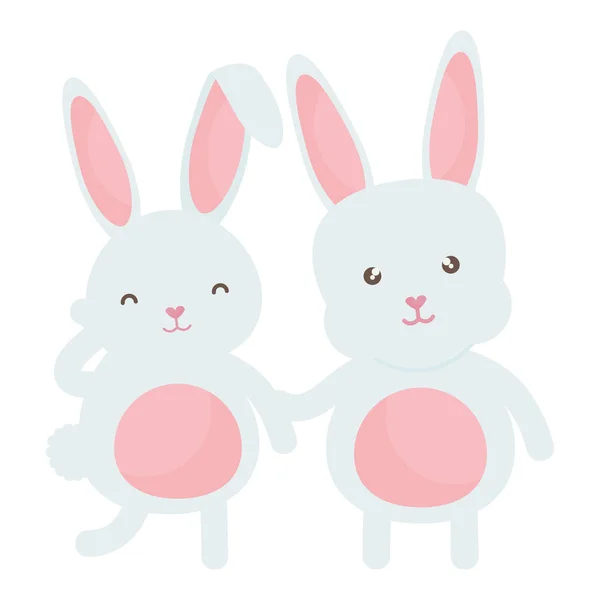 Cute rabbits characters icon — Stock Vector