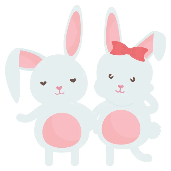 Cute rabbits characters icon — Stock Vector