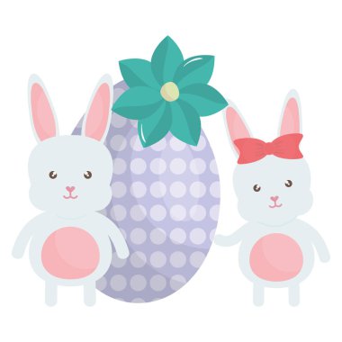 sevimli tavşanlar Paskalya yumurtası ile boyalı