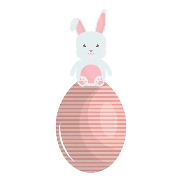 Lapin mignon avec oeuf de Pâques peint — Image vectorielle