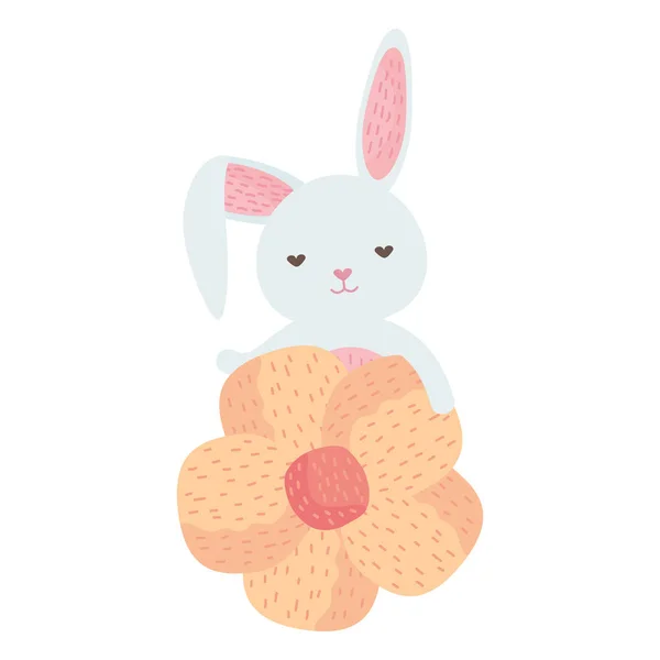 Милий кролик з квітковим характером — стоковий вектор