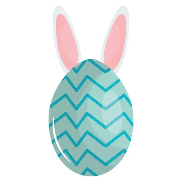Oeuf peint avec des oreilles de lapin icône de Pâques — Image vectorielle