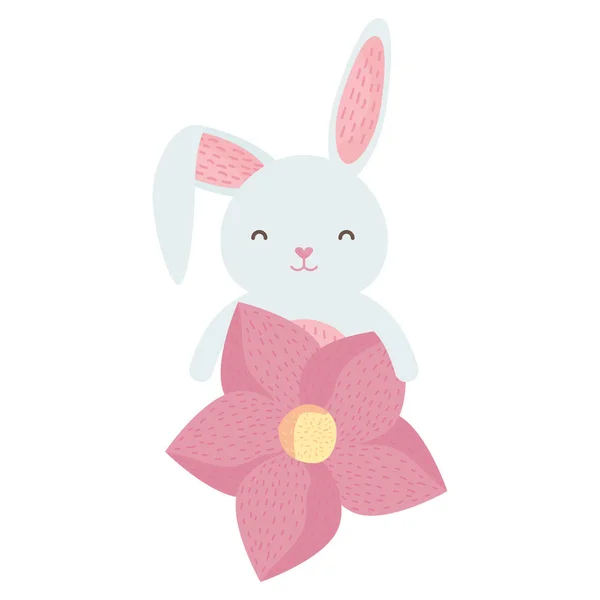Çiçek karakteri ile sevimli tavşan — Stok Vektör