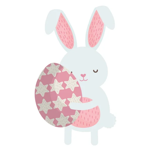 Schattig konijn met paasei geschilderd — Stockvector