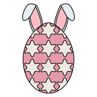 Tavşan kulağı Paskalya simgesi ile boyalı yumurta