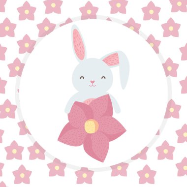 çiçek dekorasyon karakteri ile sevimli tavşan