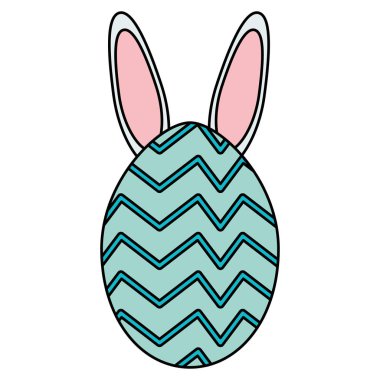 Tavşan kulağı Paskalya simgesi ile boyalı yumurta