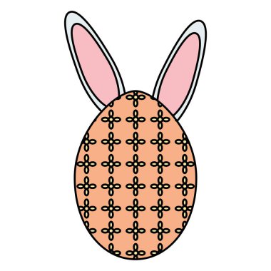 Tavşan kulağı Paskalya simgesi ile boyalı yumurta