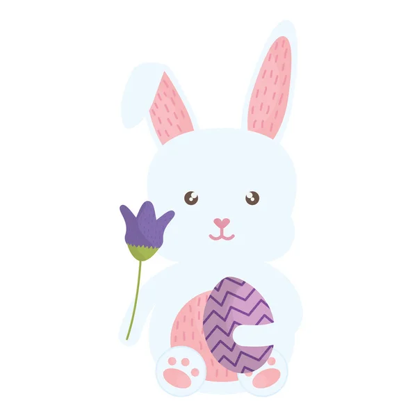 Söt kanin med blomdekor karaktär — Stock vektor