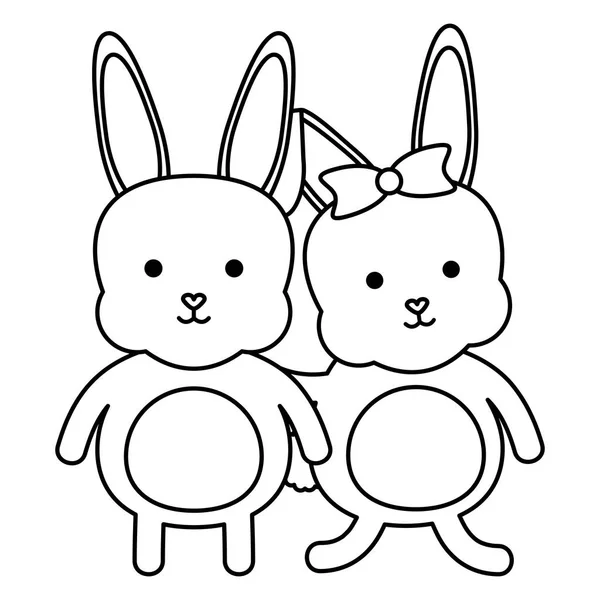 可爱的兔子人物图标 — 图库矢量图片