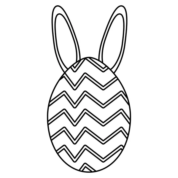 Huevo pintado con orejas de conejo icono de Pascua — Vector de stock