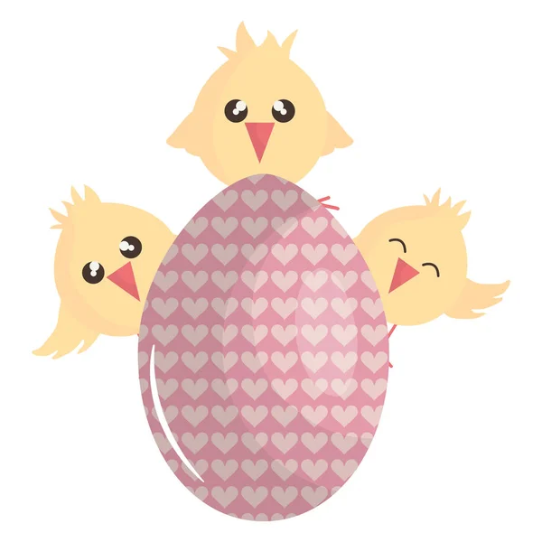 Pollitos con personajes de Pascua pintados con huevo — Archivo Imágenes Vectoriales