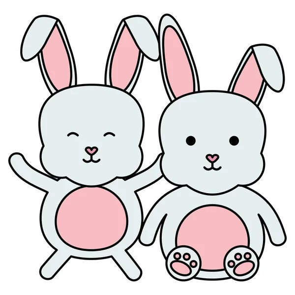 Cute rabbits characters icon — Stock Vector