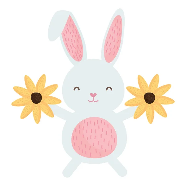 Cute rabbit with floral decoration character — Stock Vector