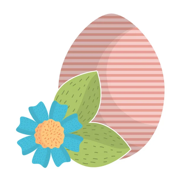 Egg painted happy easter with flowers — Stock Vector