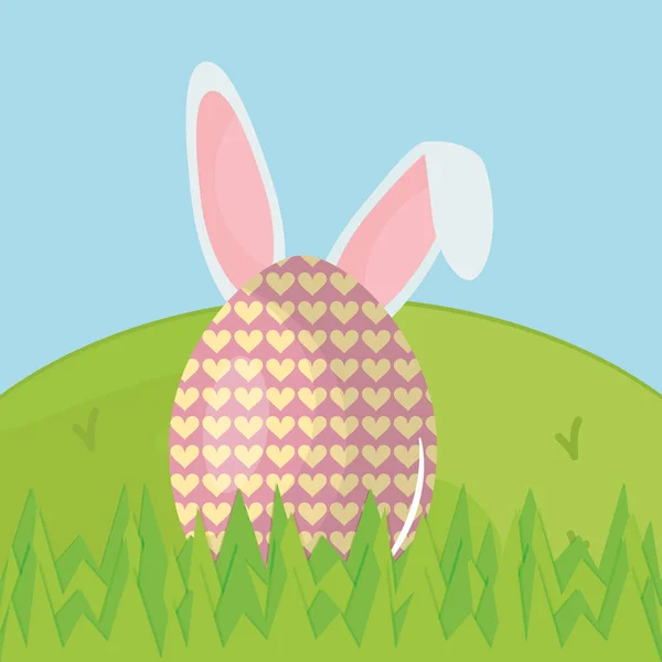 계란 토끼 귀 부활절 아이콘으로 그린 — 스톡 벡터