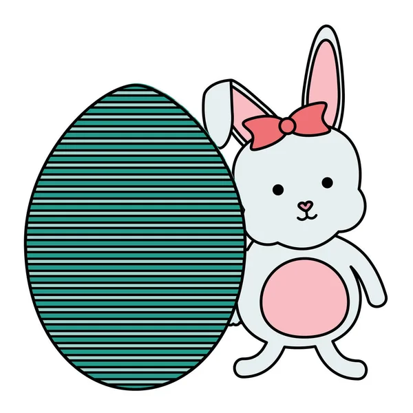 Lindo conejo con huevo de Pascua pintado — Archivo Imágenes Vectoriales