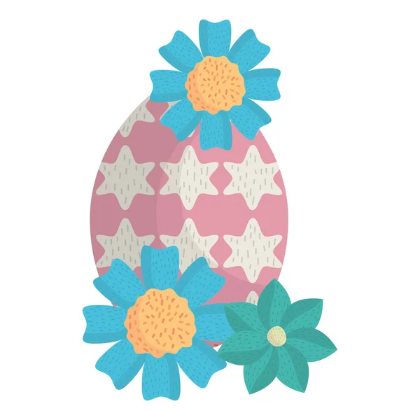 Huevo pintado feliz Pascua con flores — Vector de stock