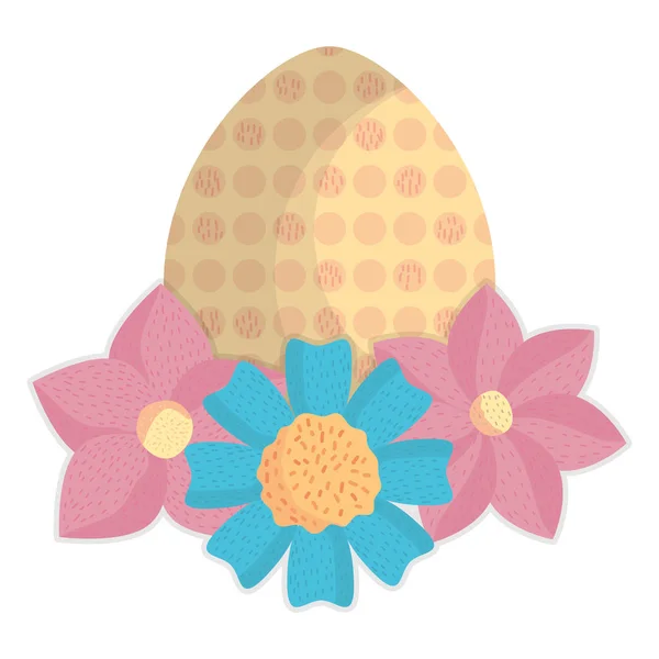 Huevo pintado feliz Pascua con flores — Vector de stock