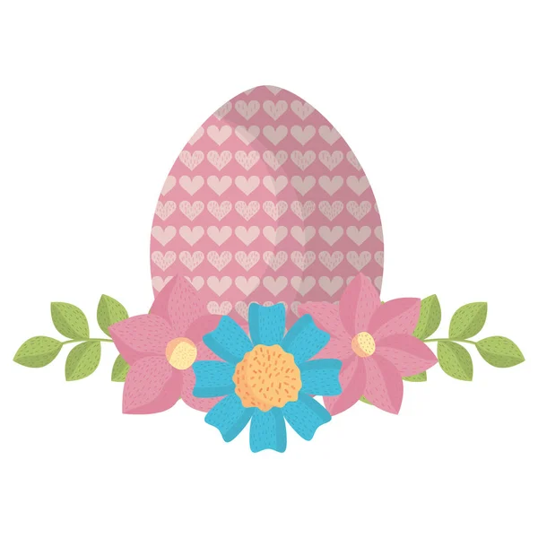 Яйцо окрашены счастливой пасхи с цветами — стоковый вектор