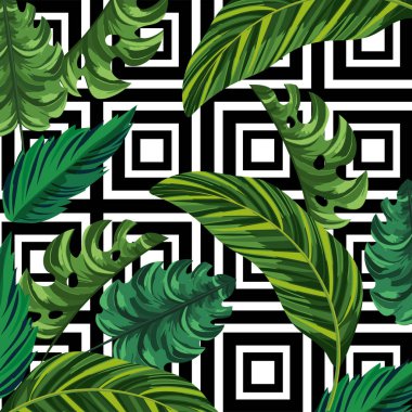 yaprakları bitki ve geometrik figürler arka plan