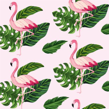 tropik bitkiler ve Flaman arka plan bırakır