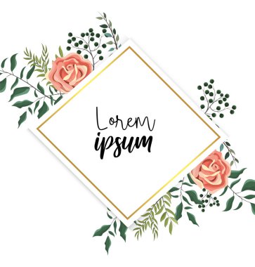 çiçekler ve dalları bitkiler ile elmas etiket