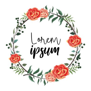 Daire dalları yaprakları gül bitkilerle