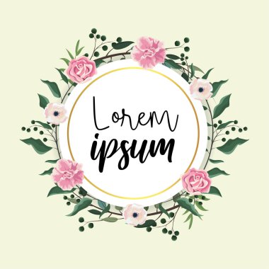 etiket gül bitki ve egzotik yaprakları ile