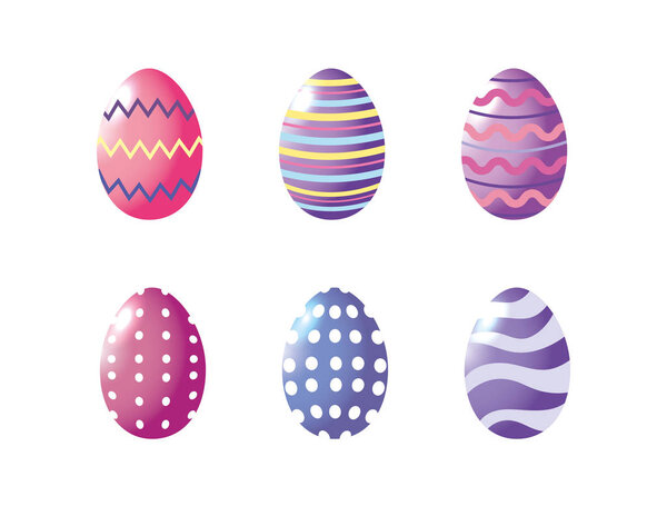 Happy Easter, set eggs decoratin to happy easter event