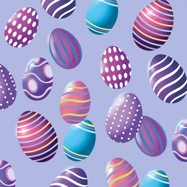 Feliz Pascua huevos con figuras decoración fondo — Vector de stock