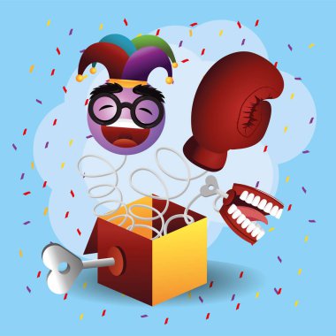 Boks eldiveni ve emoji yüz kutusu