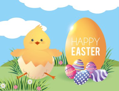 civciv easter bezemeli kırık yumurta içinde