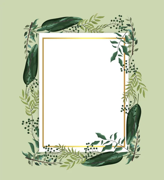 Κάρτα με εξωτικά φυτά και κλαδιά φύλλα — Διανυσματικό Αρχείο
