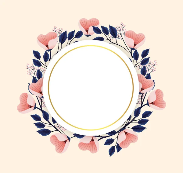 Fleurs cercles plantes avec étiquette cercle — Image vectorielle